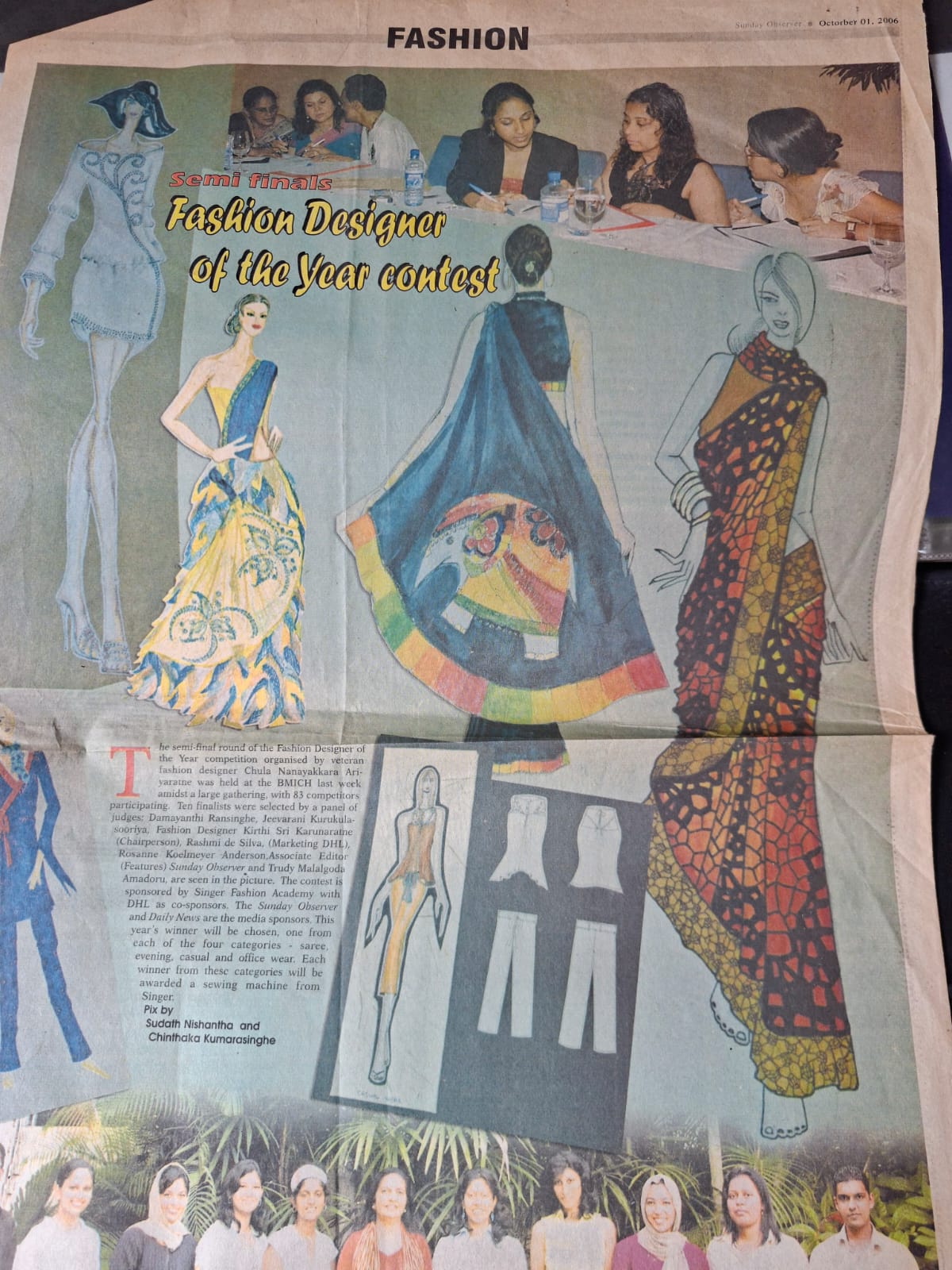 A 2006 Sunday Observer fashion page covering the Fashion Designer of the Year semi finals