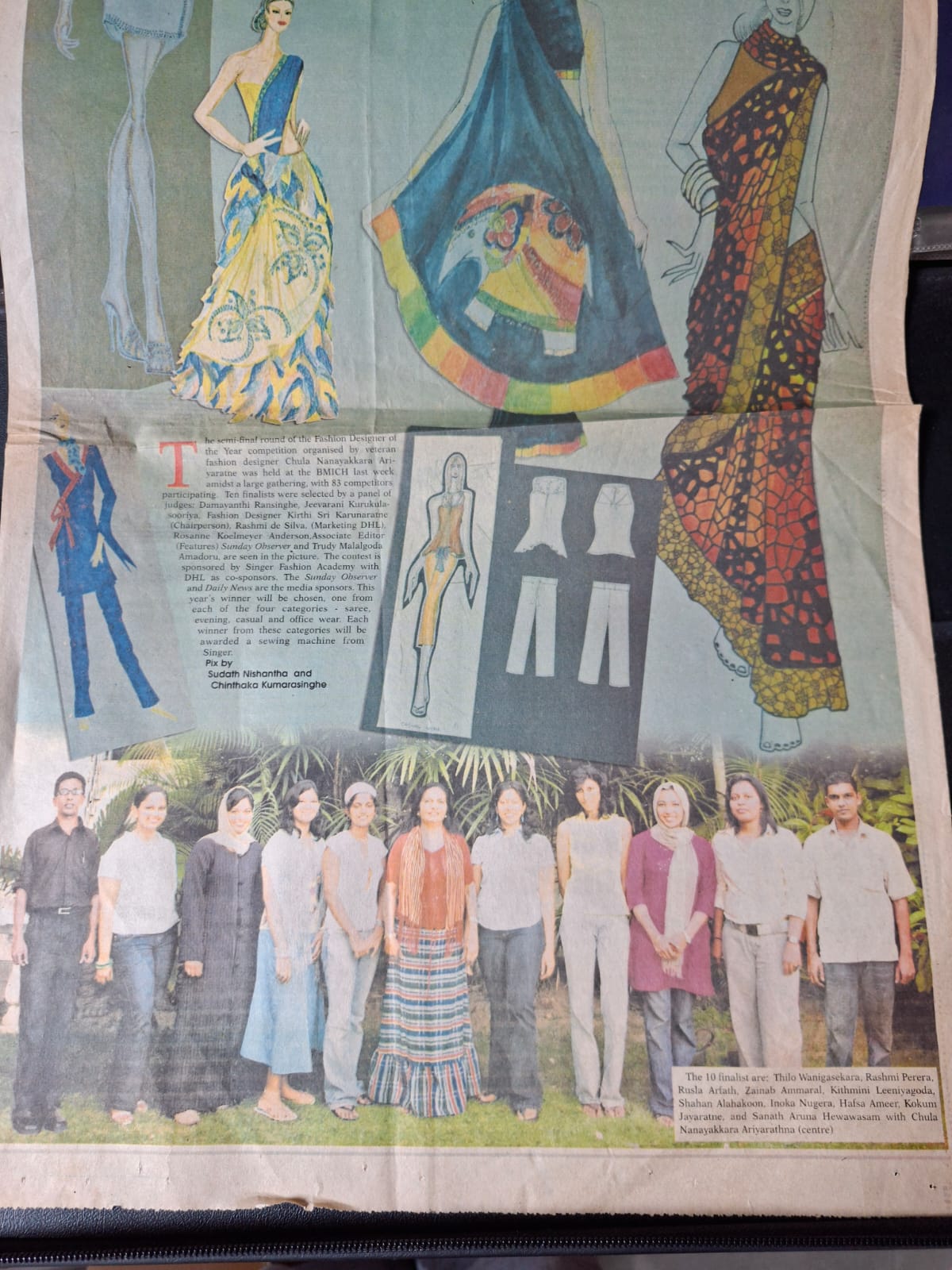 The lower half of the Sunday Observer page, showing the ten named finalists